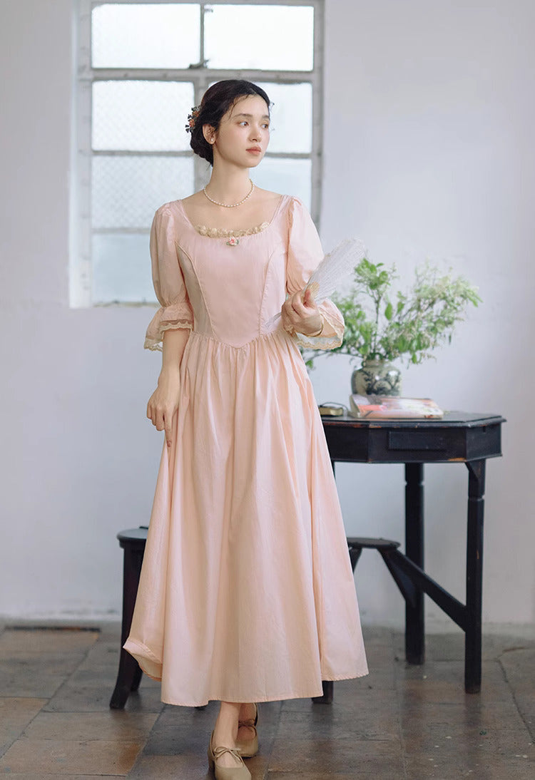 Period Drama Style Vintage Pink Dress