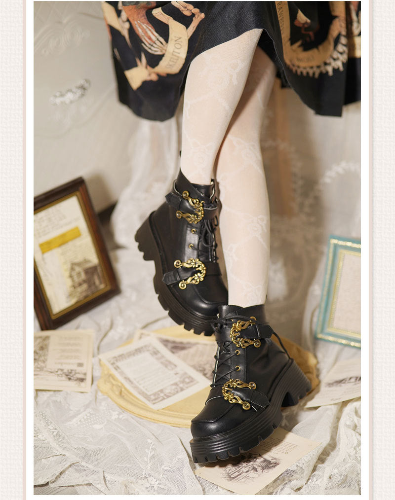 Retro Accordion Rider Thickened Martin Boots