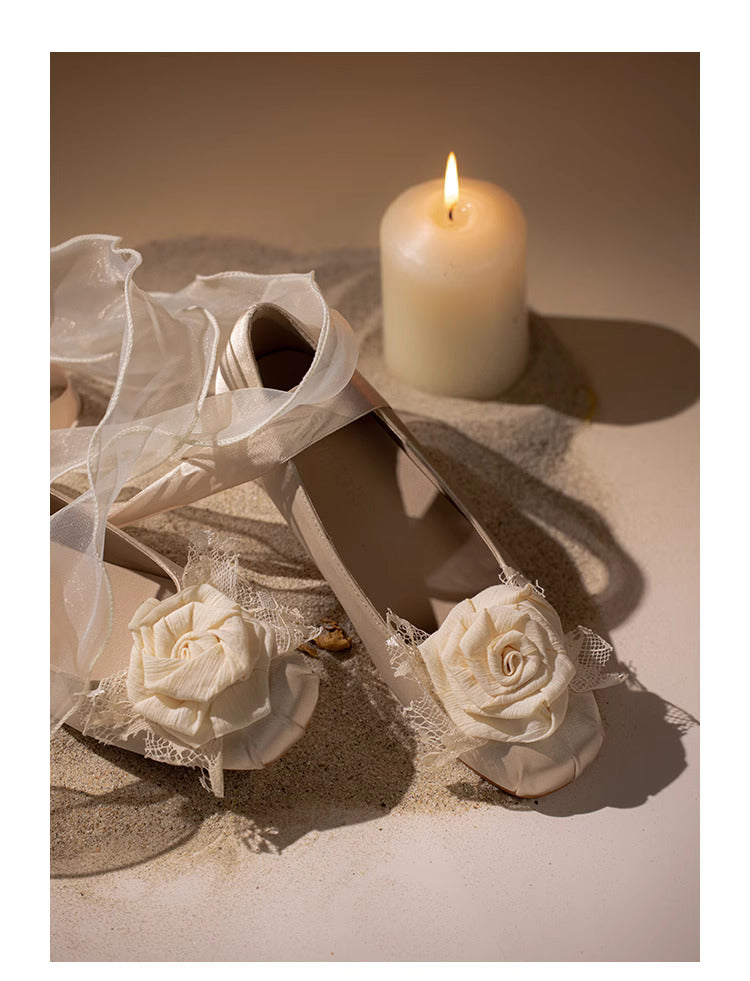 Retro Balletcore Rose Decor Flat