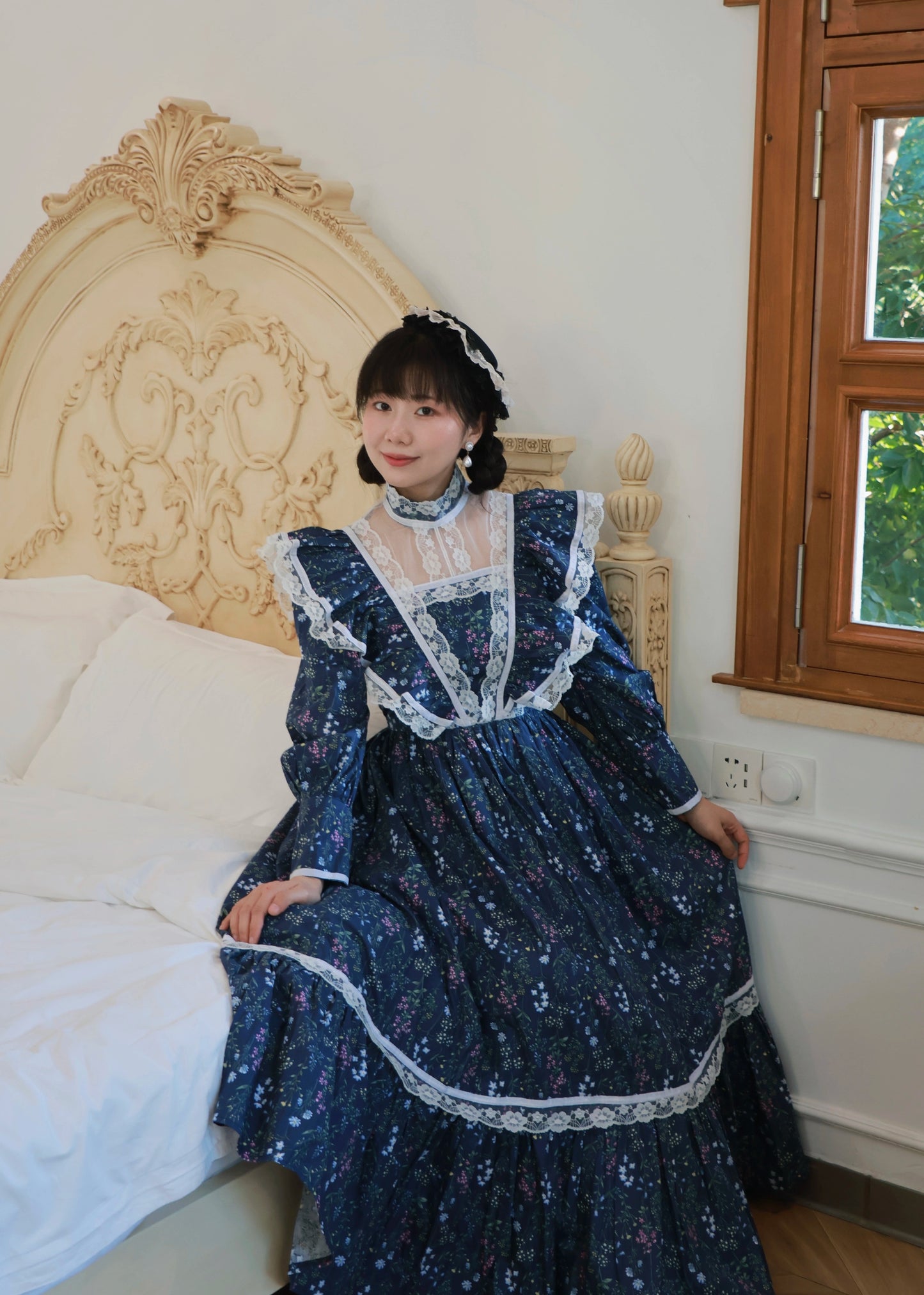 Gunne Sax Remake 70s Stand Collar Floral Prairie Dress