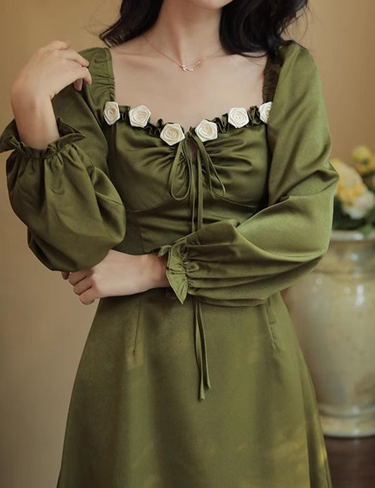 vintage dress retro dress french dress slytherin dress harry potter outfit fairycore dress cottagecore dress