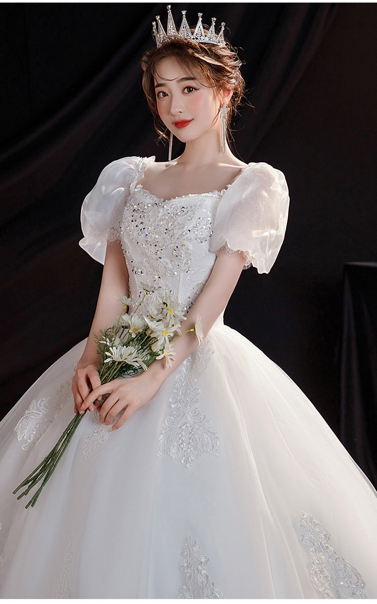 Royalcore Vintage Princess Puff Sleeves Wedding Gown