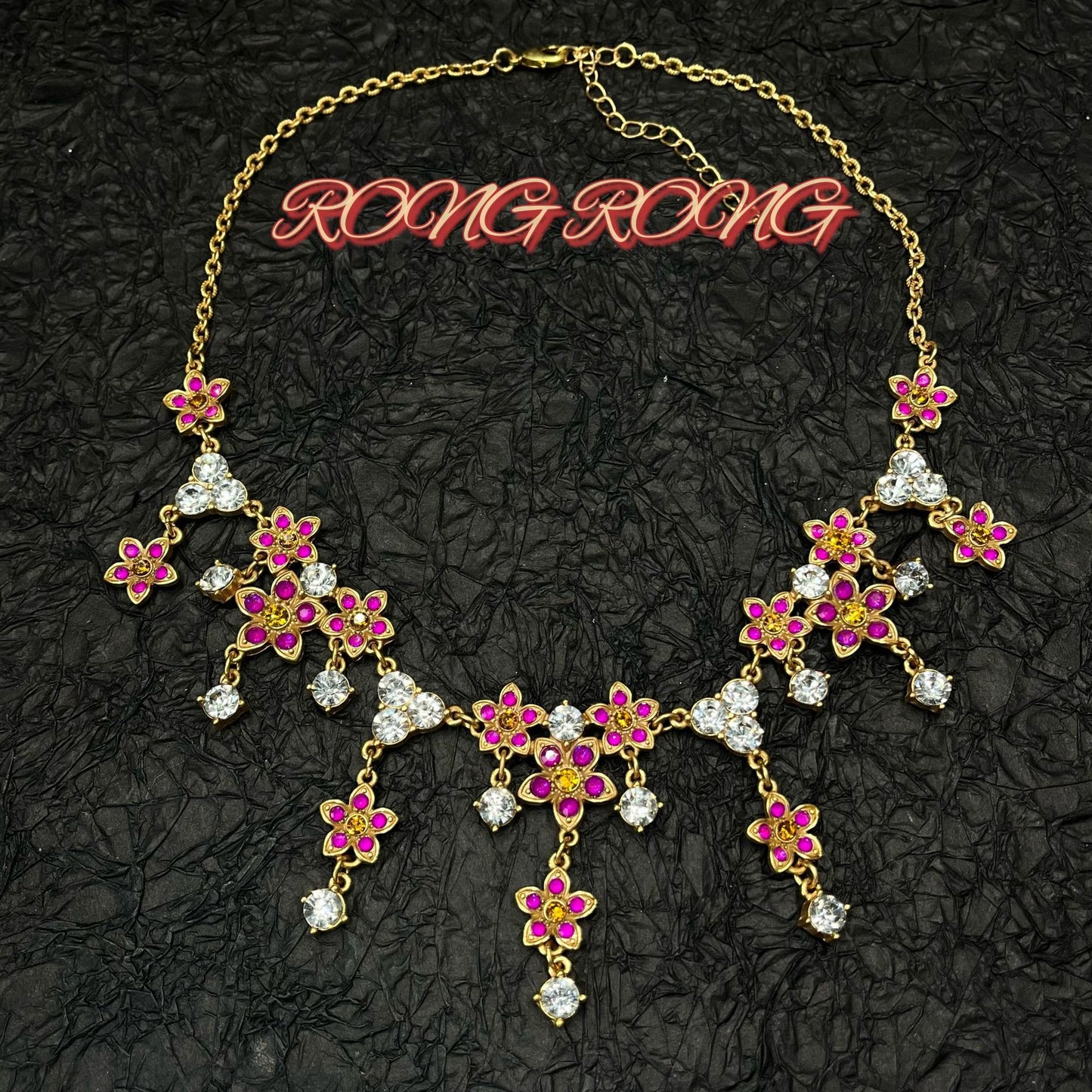 Fairycore Colored Gemstone Flower Long Earrings & Necklace