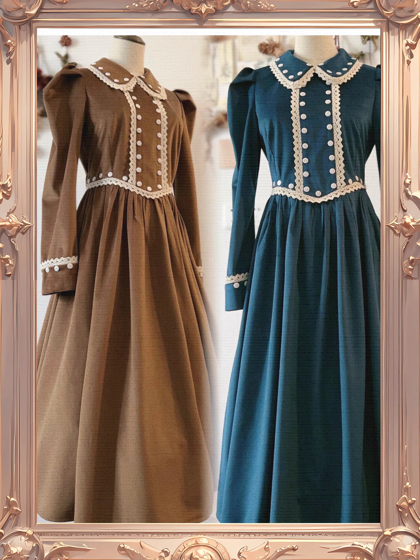 Vintage Remake Peter Pan Collar Velvet Dress