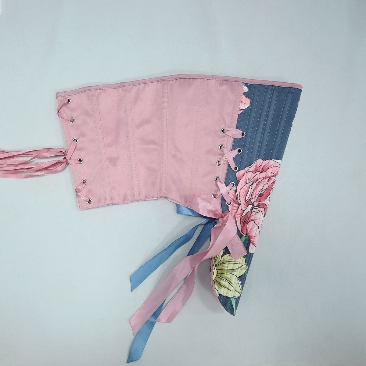 Vintage Remake Floral Contrast Colors Underbust Corset