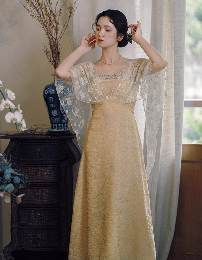 Downton Abbey Tea Break Elegant Jacquard Lace Dress