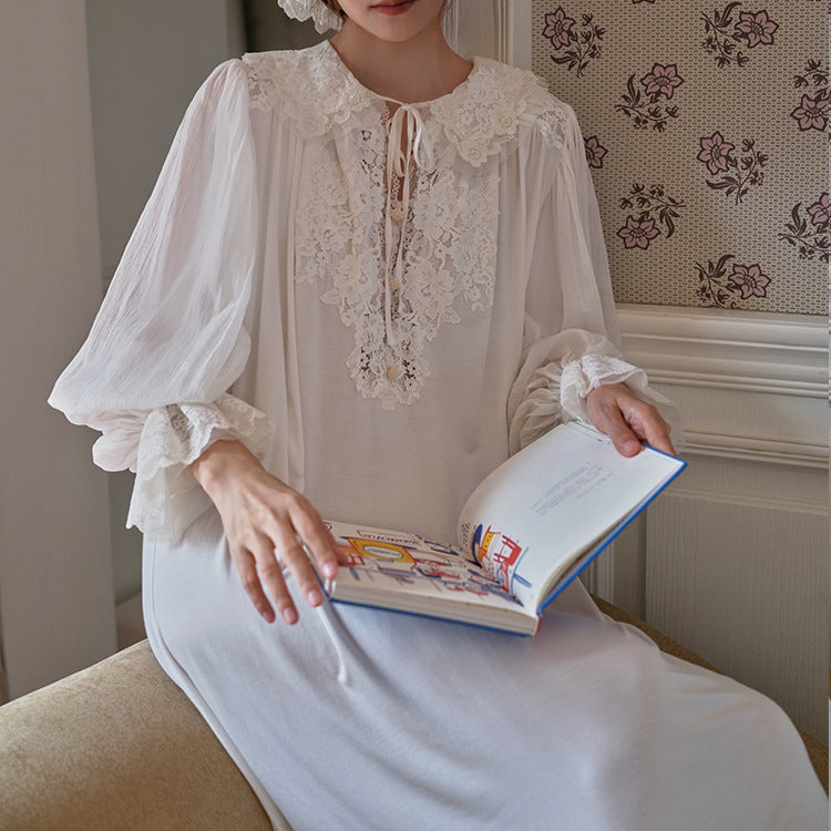 Retro Peter Pan Collar Night Gown