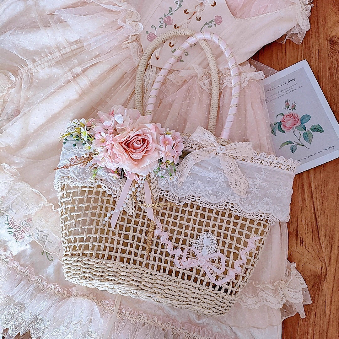 Cottagecore Flower Straw Bag