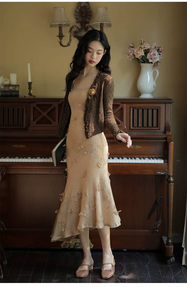 Retro Parisian Cardigan & Slip Dress