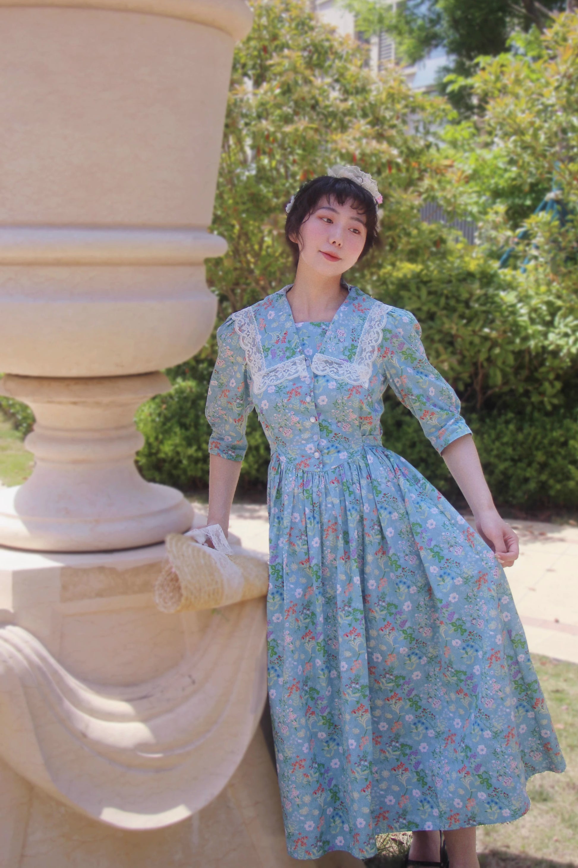 Vintage Fashion 1940 Retro Dresses 1940s Floral Picnic Dress Retro Fairy Vintage Fashion 1940 Retro Dresses 1940s Floral Picnic Dress Retro Fairy
