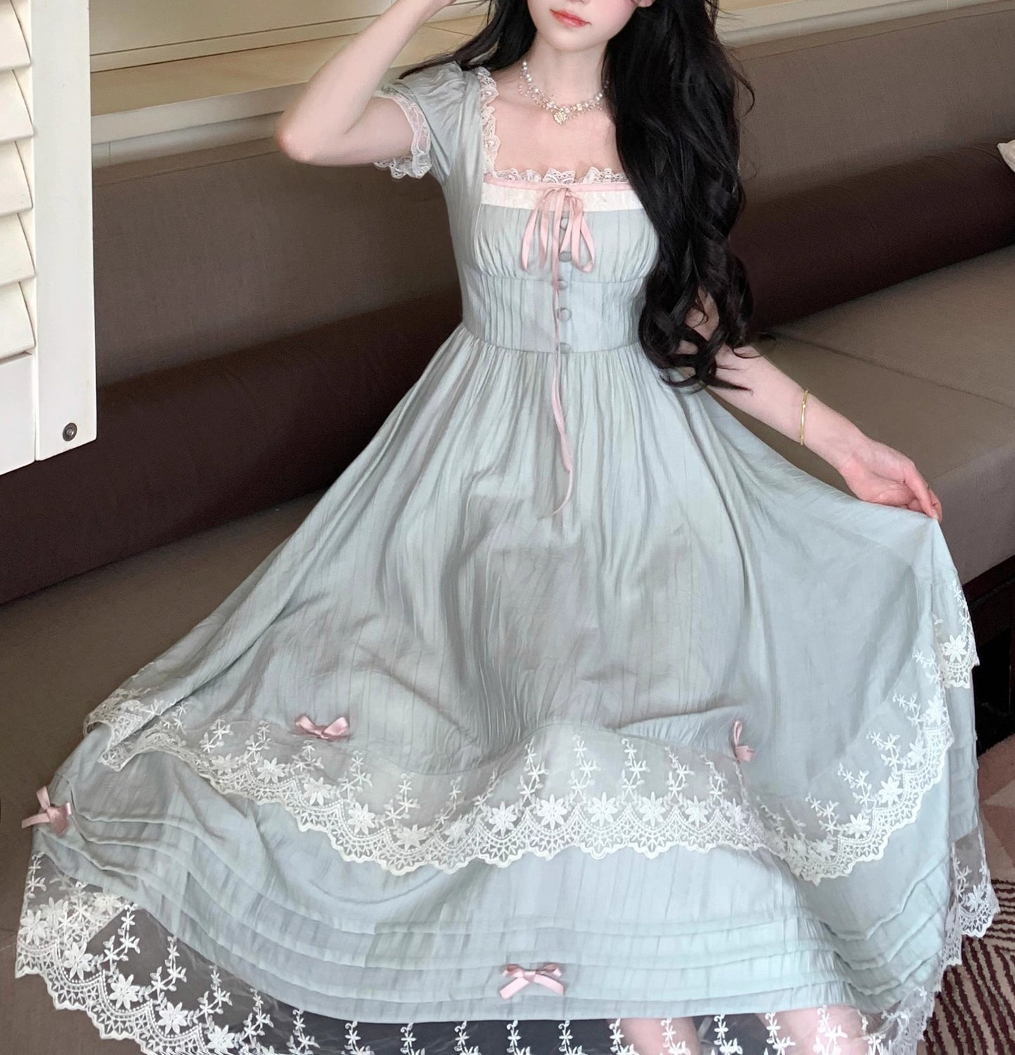 Coquette Softcore Princess Pleated Dress