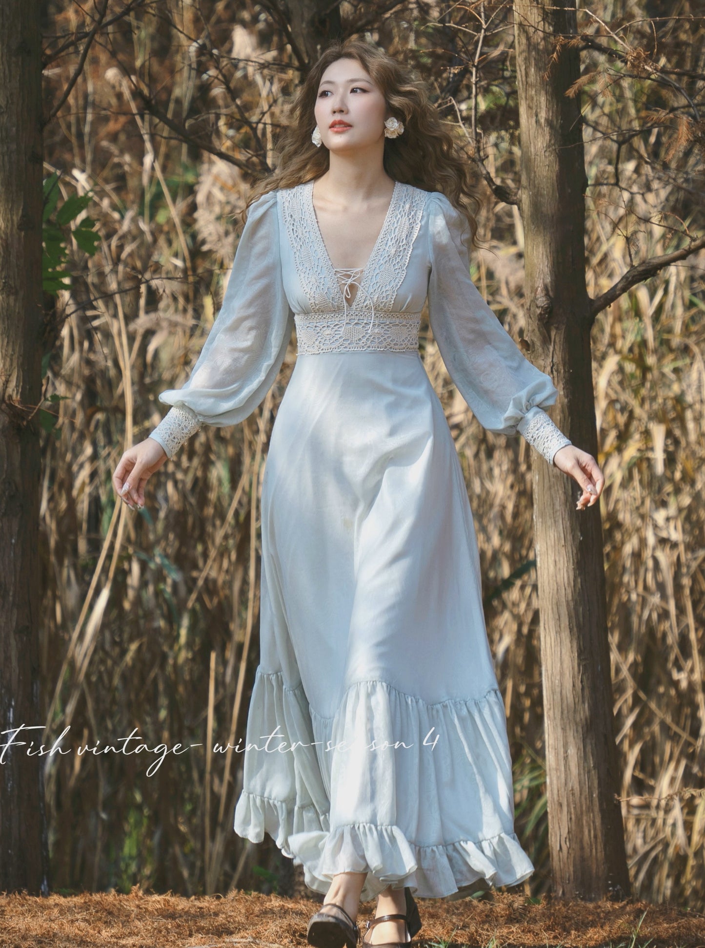 Gunne Sax Remake V Neck Prairie Dress (2 COLORS)