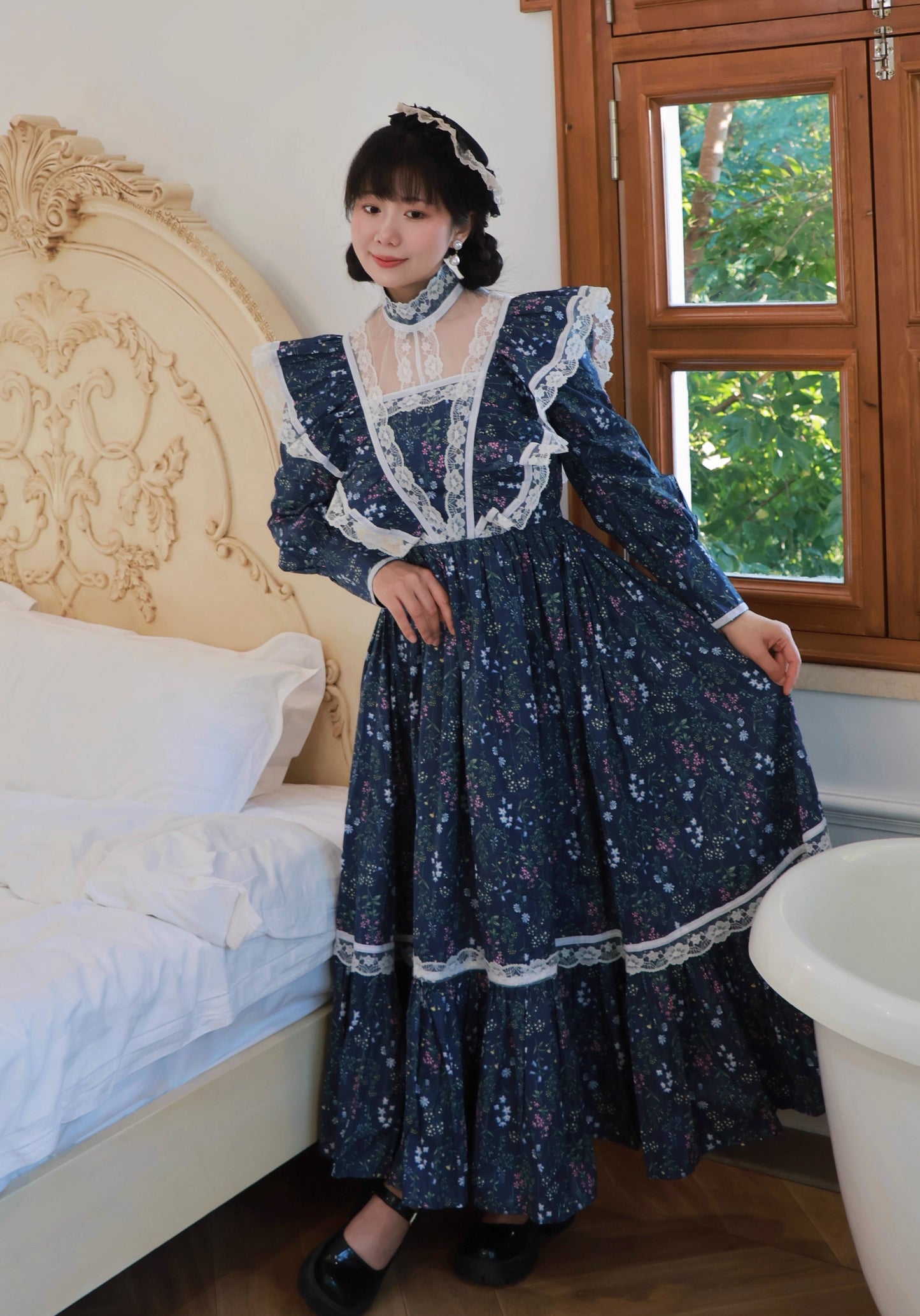 gunne sax dress Gunne Sax Remake 70s Stand Collar Floral Prairie Dress S I Retro Fairy