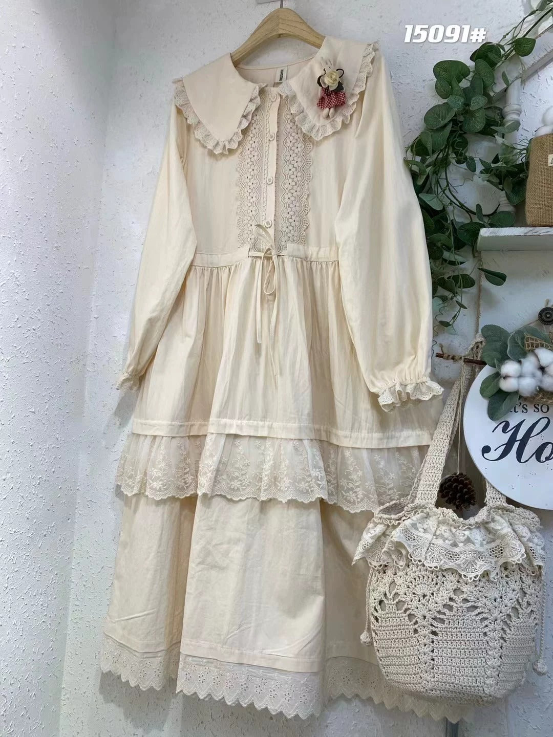 Cottagecore Lace Panel Dress