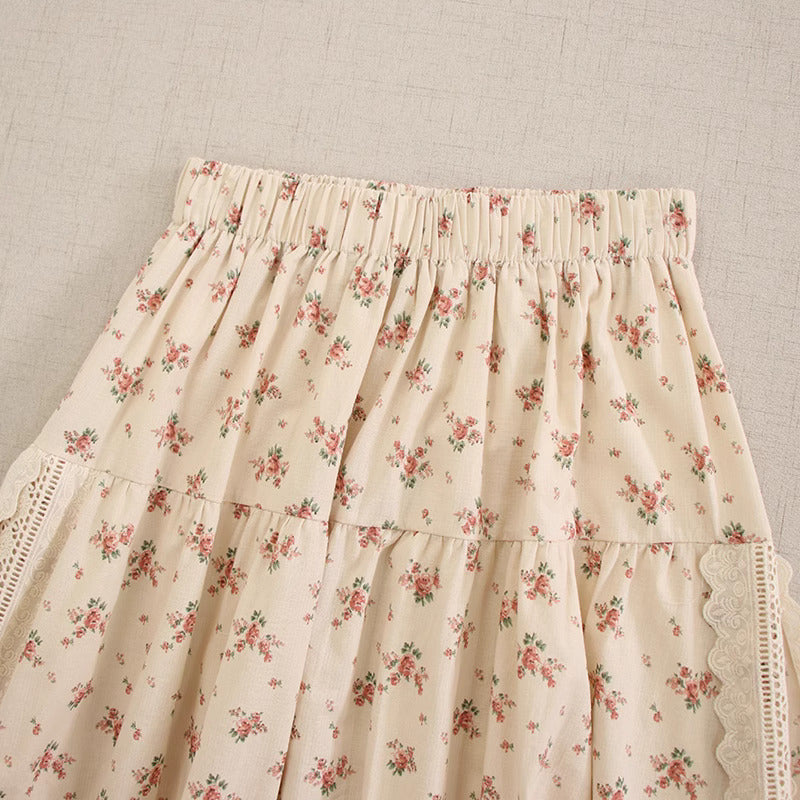Cottagecore Mori Kei Floral Skirt