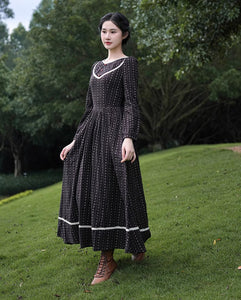 Period Drama Inspired V Neck Cotton Dress