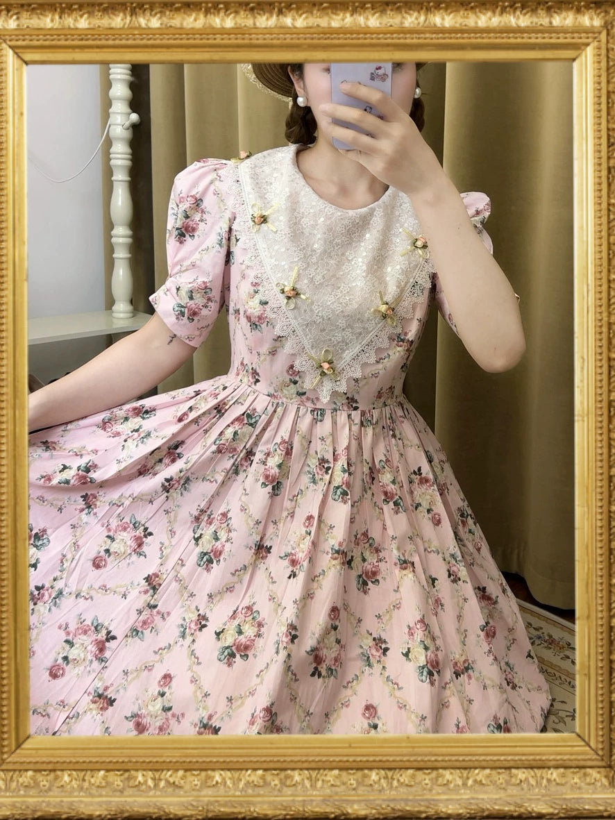 Laura Ashely Style Vintage Floral Swing Dress