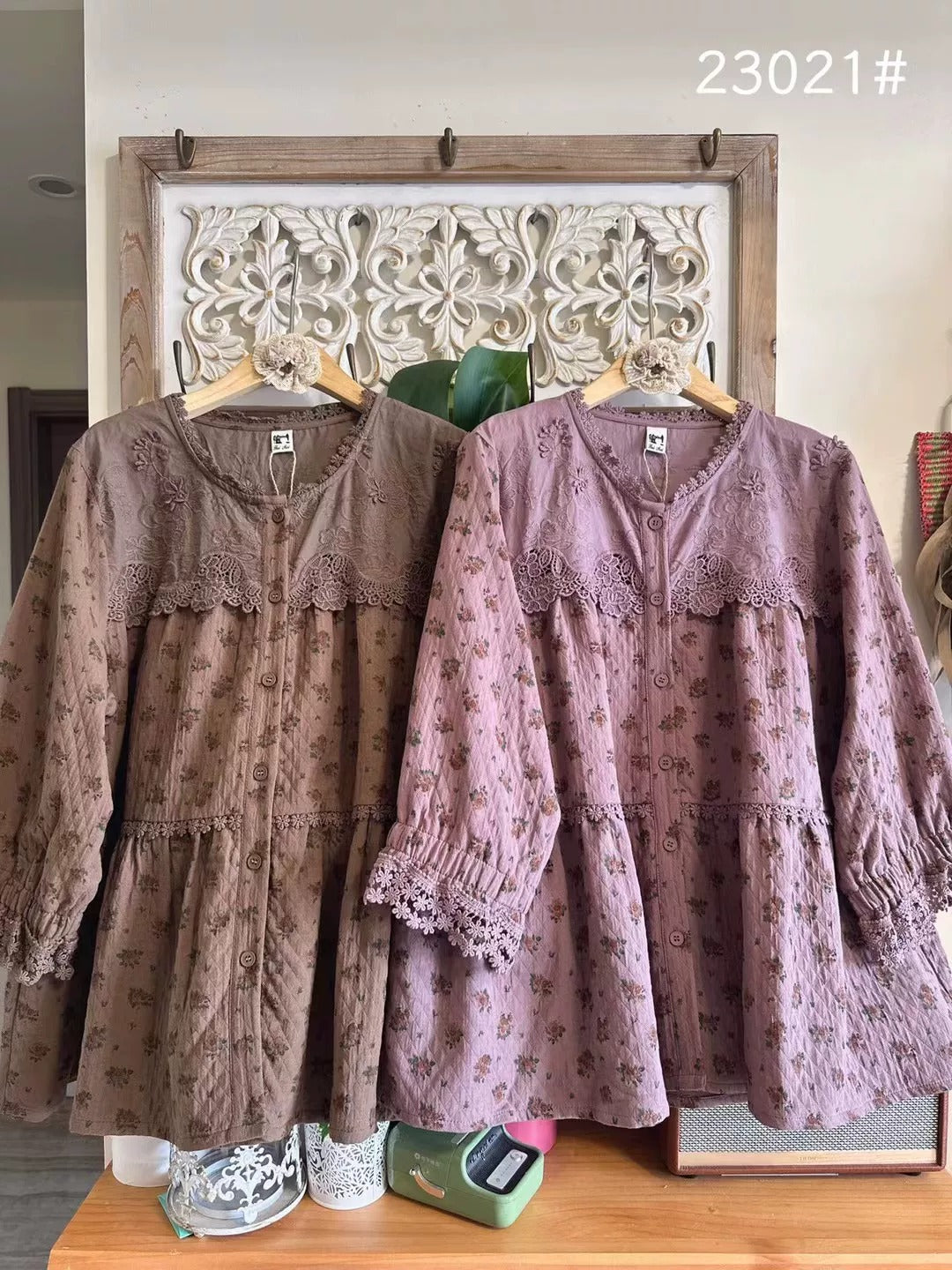 Mori Kei Floral Cotton Blouse
