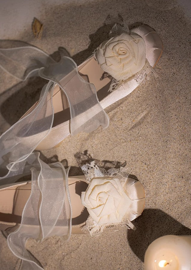 Retro Balletcore Rose Decor Flat