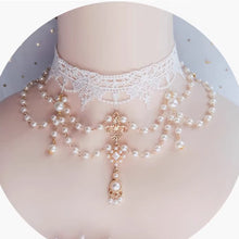 Load image into Gallery viewer, vintage necklace bridal necklace fairycore royalcore necklace lolita necklace
