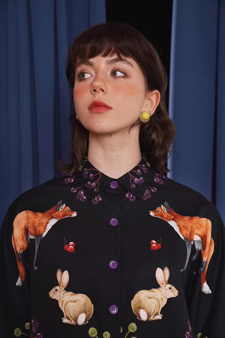 Retro Animal Print Oversize Shirt