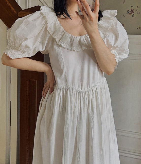 Retro Puff Sleeves Cotton Night Dress L I Retro Fairy Retro Puff Sleeves Cotton Night Dress L I Retro Fairy