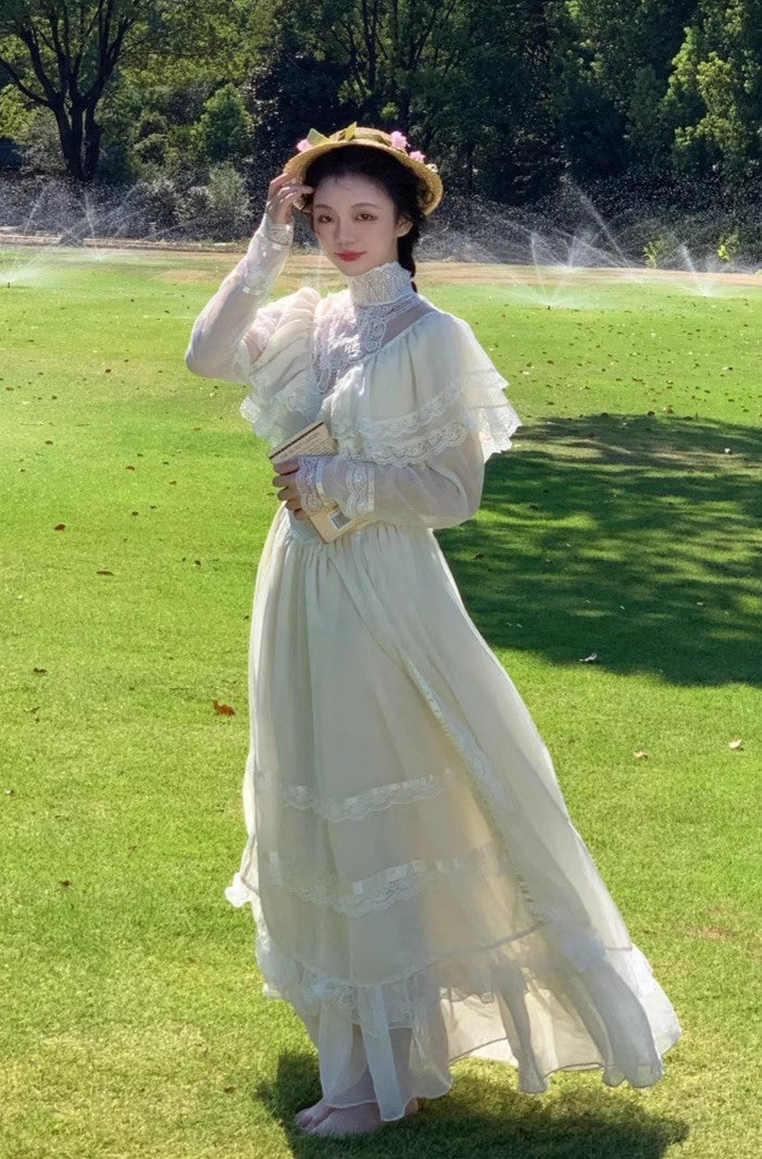 vintage dress cottagecore dress party dress 1930s 1940s dress 1950s dress 1900 dress Edwardian dress Prairie dress Lawn dress Period Drama Style Regency Dress gunnesax dress 
