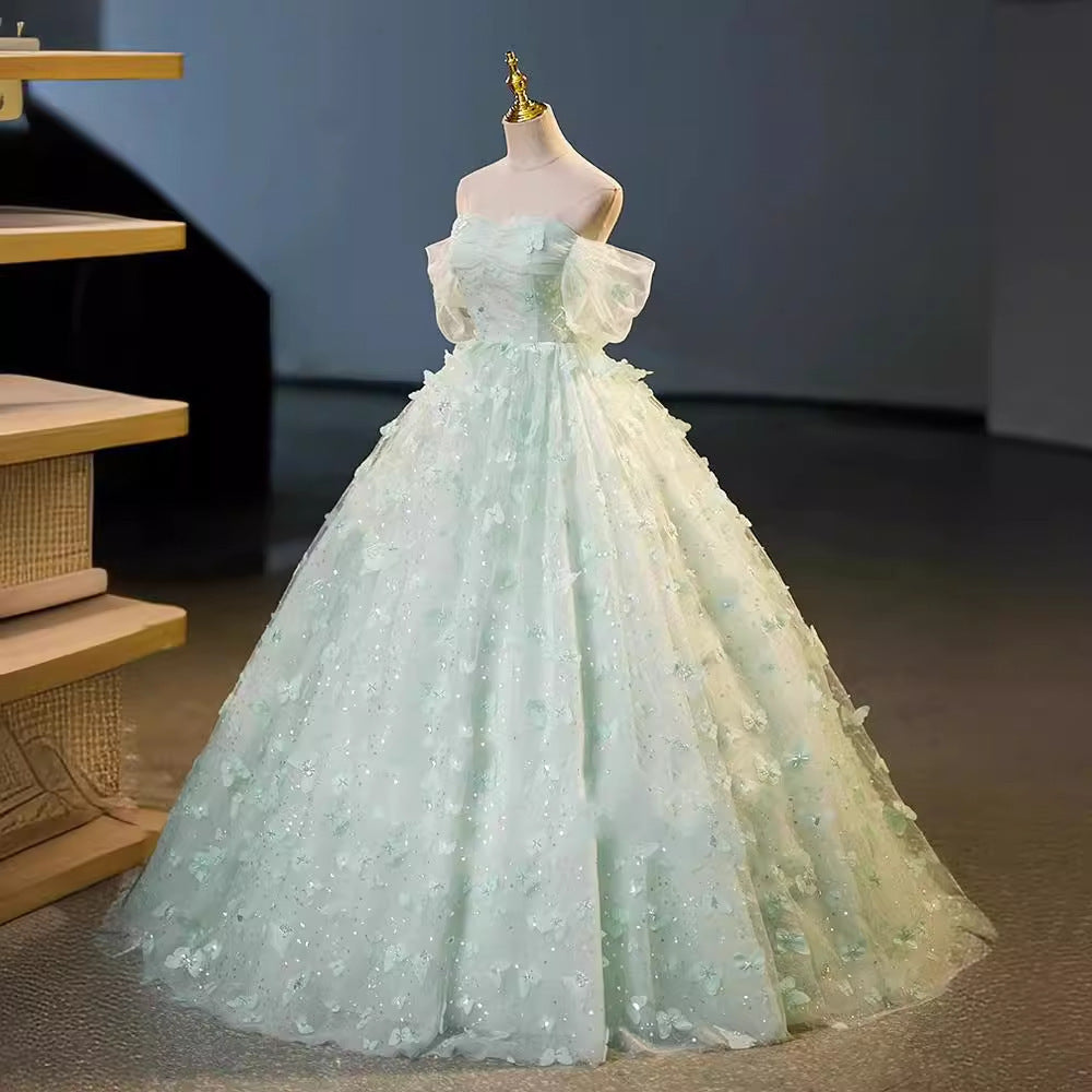 Princess Off Shoulder Sequin Prom Dress