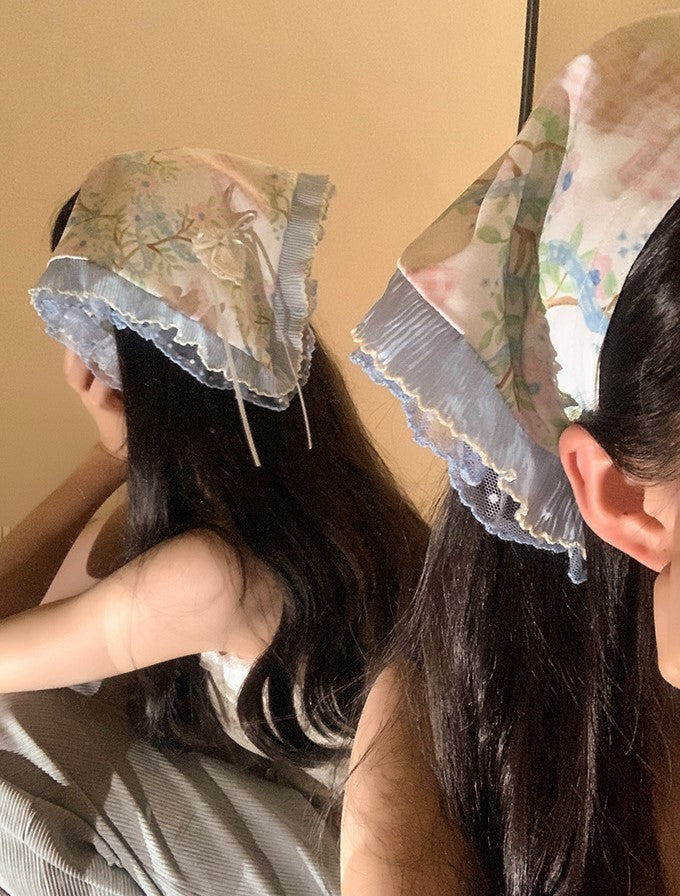 Retro Cottagecore Floral Head Scarf
