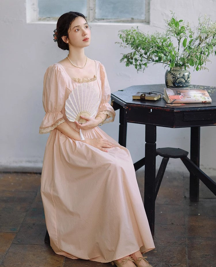 Period Drama Style Vintage Pink Dress