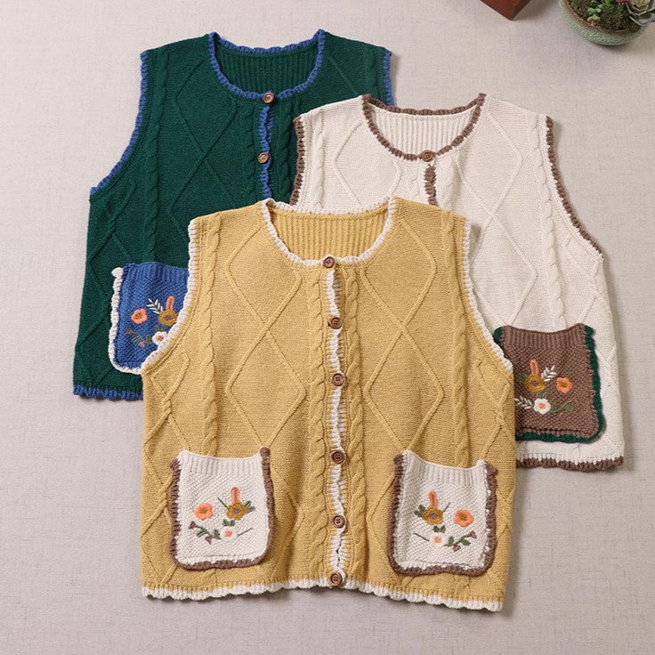 Cottagecore Embroidery Mori Kei Vest Top – Retro Fairy