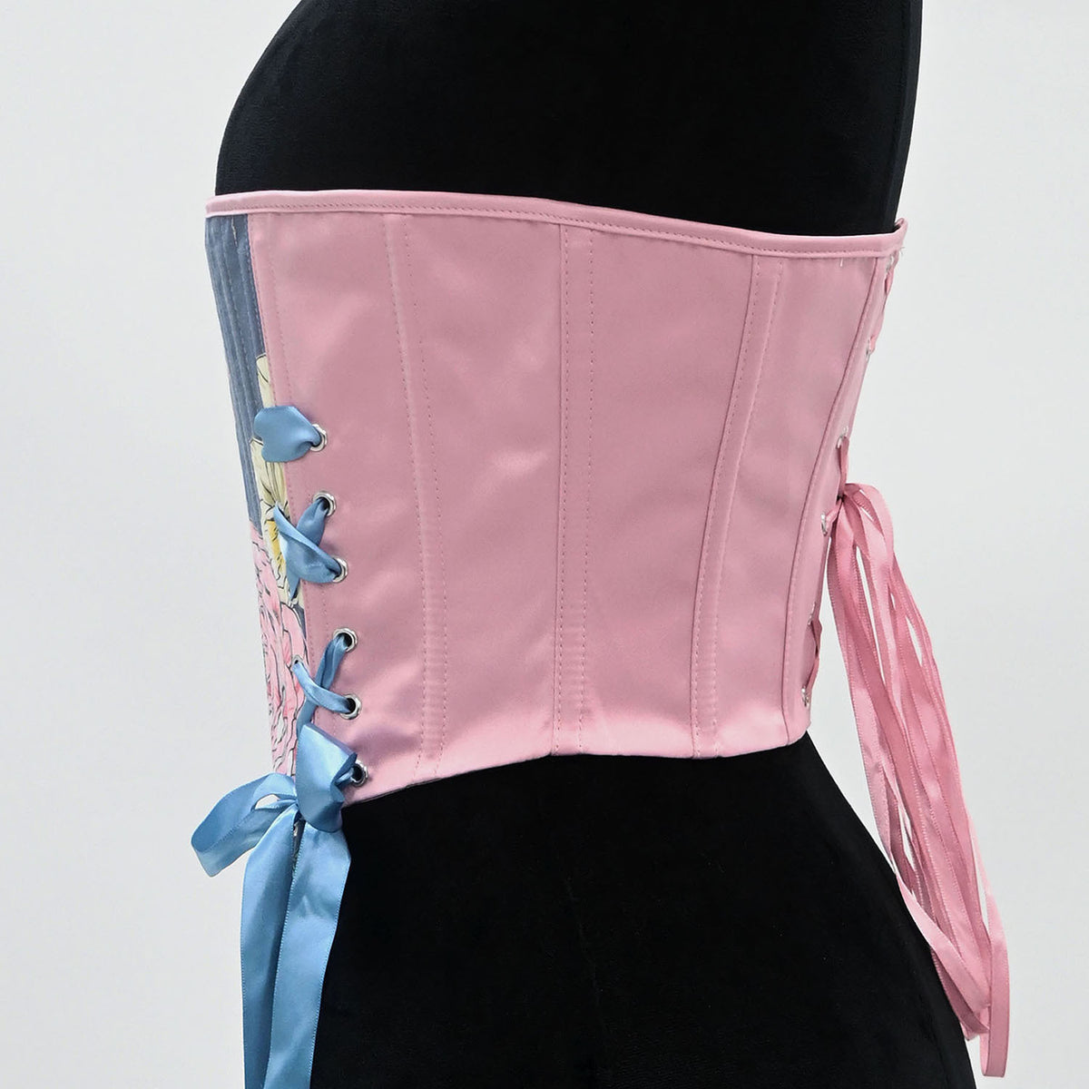 Vintage Remake Floral Contrast Colors Underbust Corset