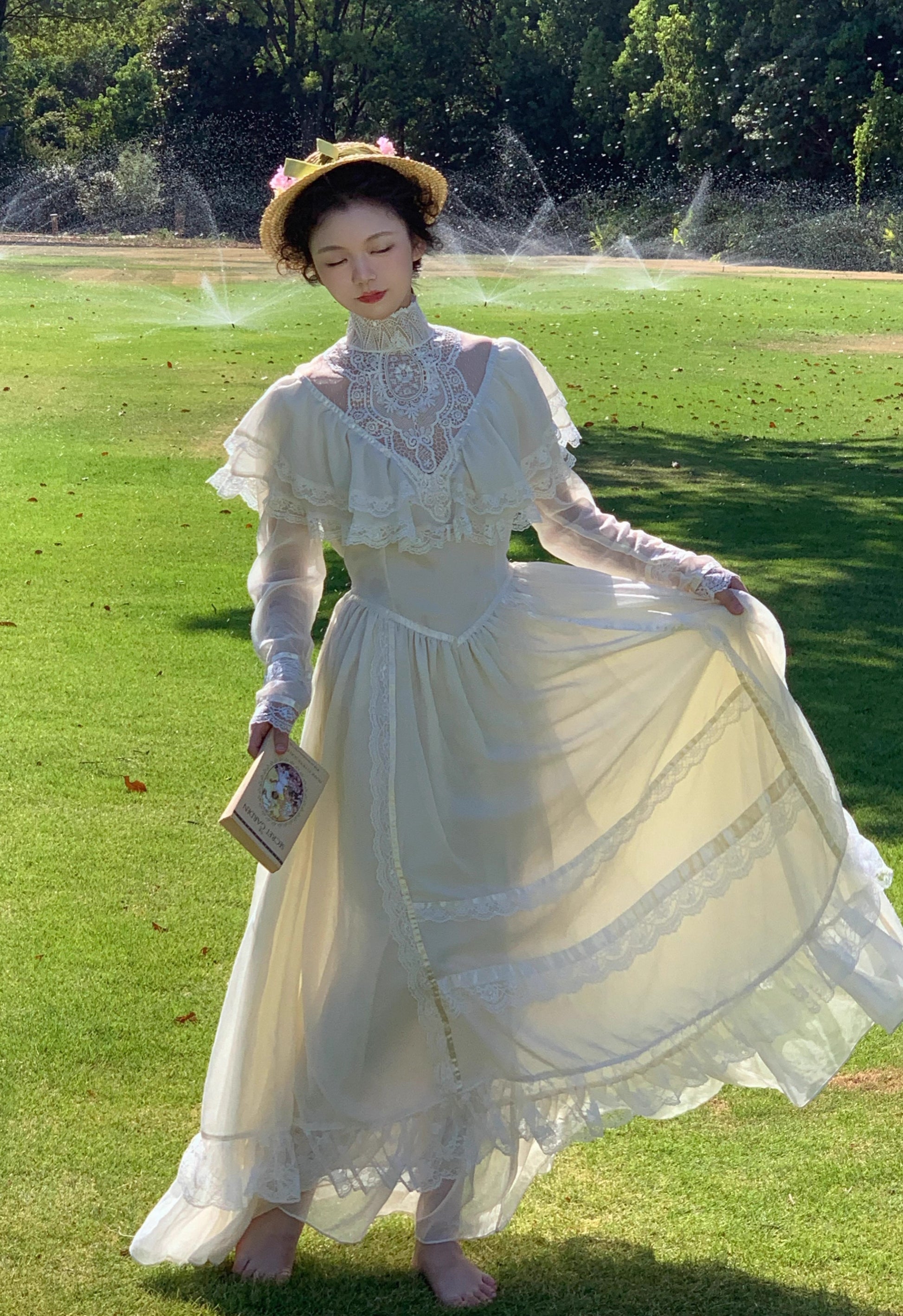 vintage dress cottagecore dress party dress 1930s 1940s dress 1950s dress 1900 dress Edwardian dress Prairie dress Lawn dress Period Drama Style Regency Dress gunnesax dress 