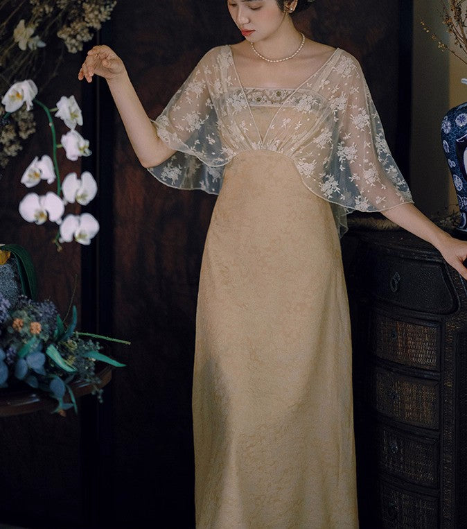 Downton Abbey Tea Break Elegant Jacquard Lace Dress