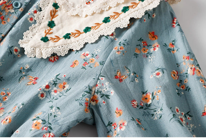 Mori Kei Floral Embroidery Dress
