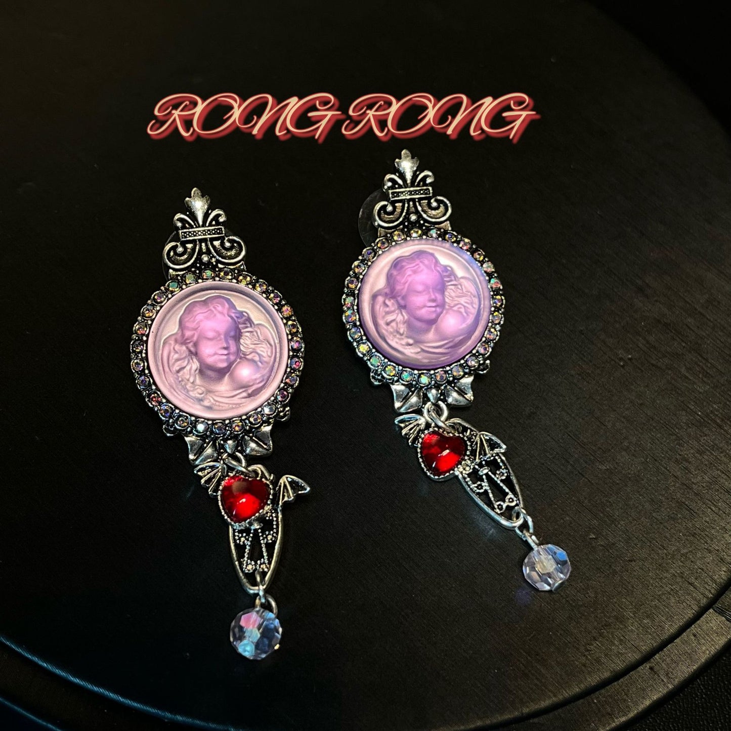 Retro Angel embossed brooch necklace Earrings & Necklace