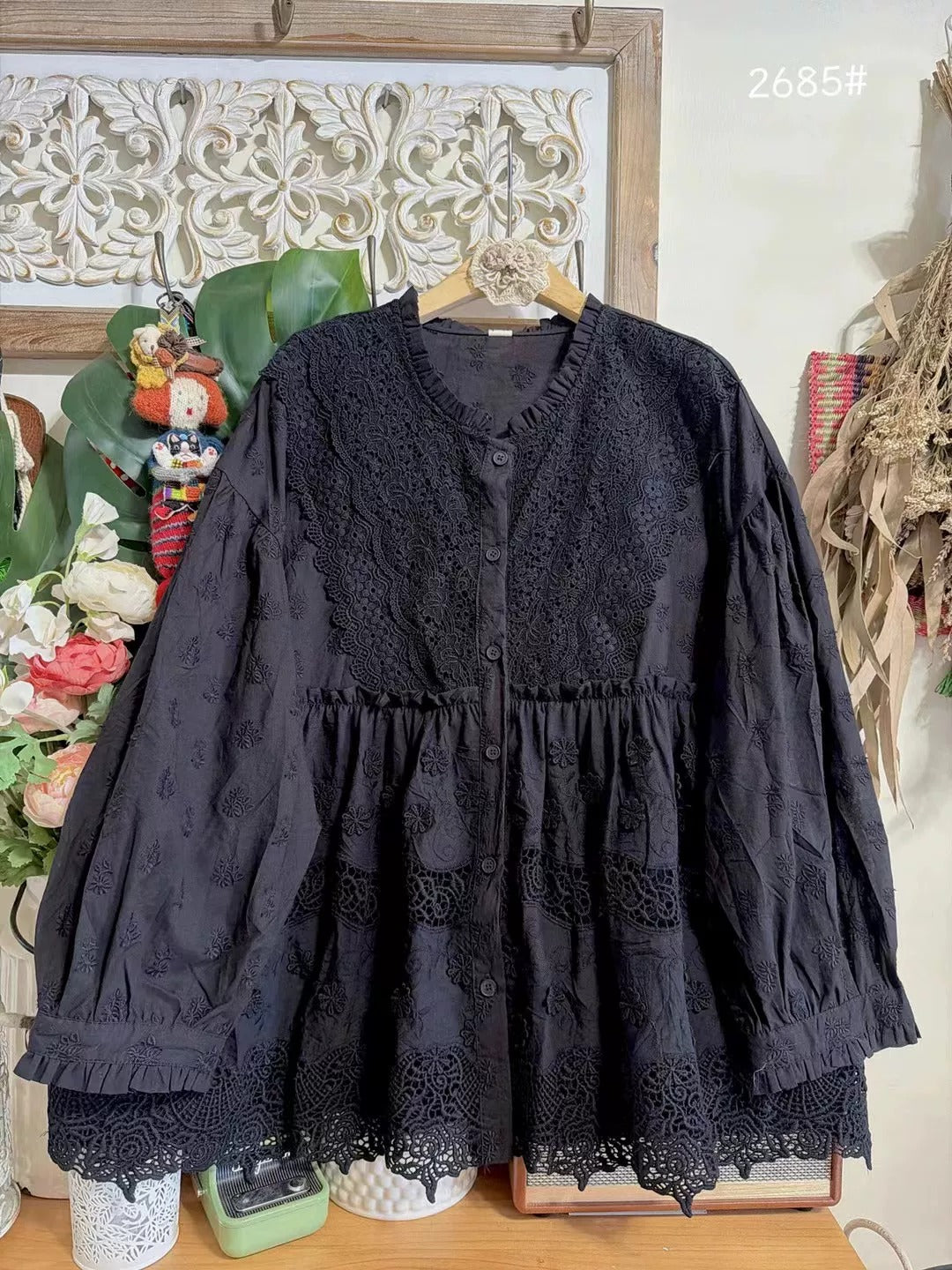 Fairycore cotton Embroidery Blouse