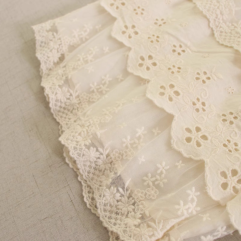 Cottagecore Lace Stitched Wide Leg Pants