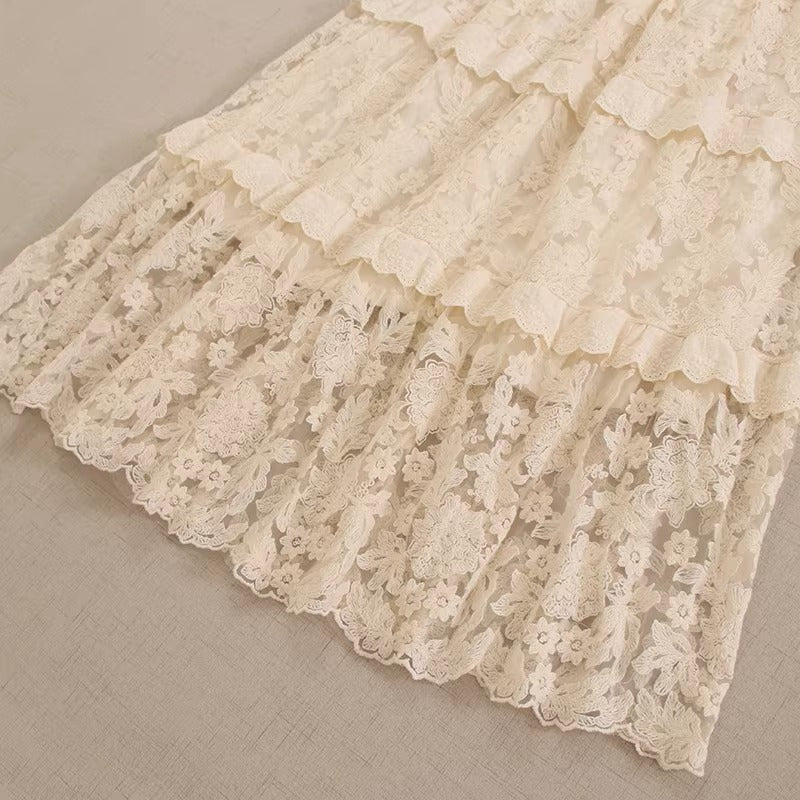 Retro Fairycore Embroidery Skirt