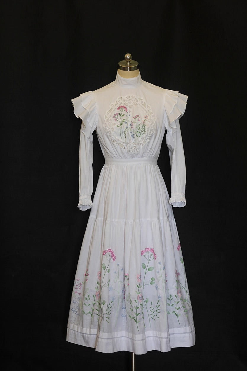 Vintage Remake Embroidery Cottagecore Dress L I Retro Fairy