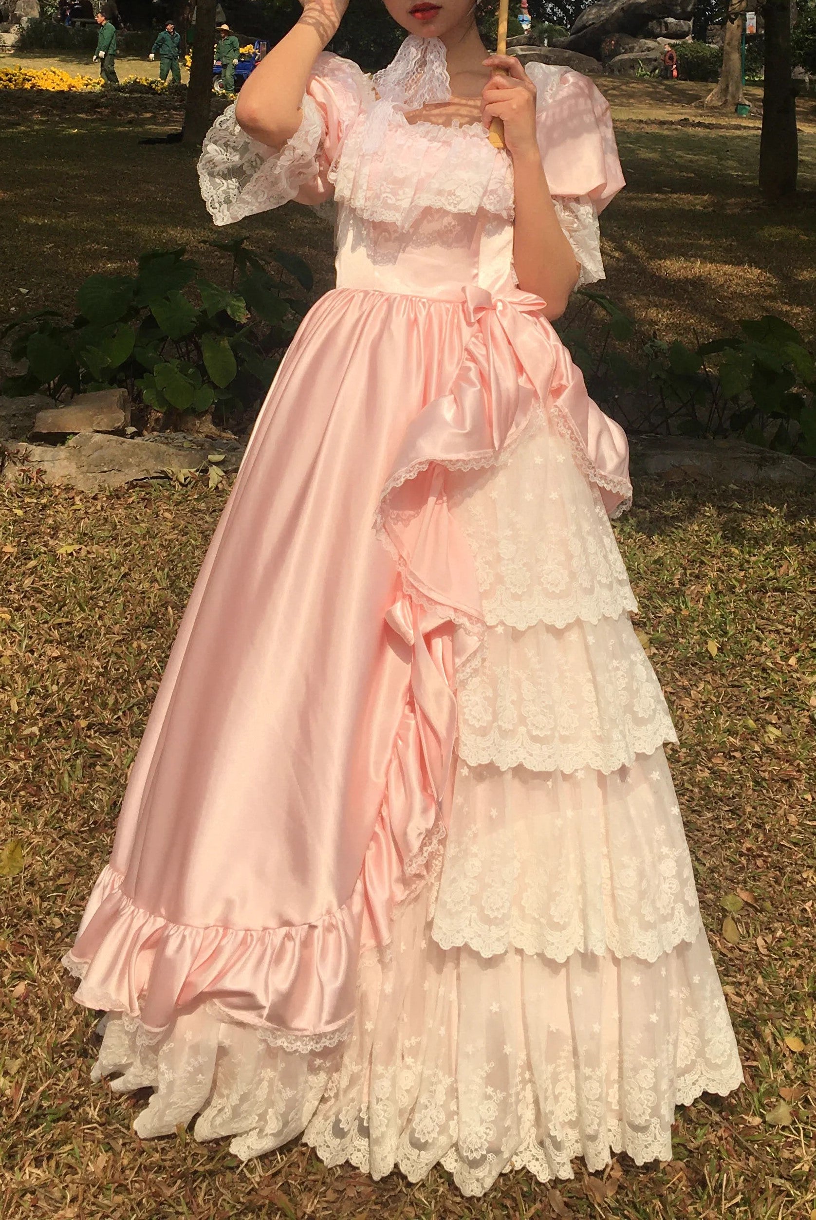 Victorian Style Multi-Layer Prom Dress Wedding Gown Customized size / Pink I Retro Fairy Victorian Style Multi-Layer Prom Dress Wedding Gown Customized size / Pink I Retro Fairy