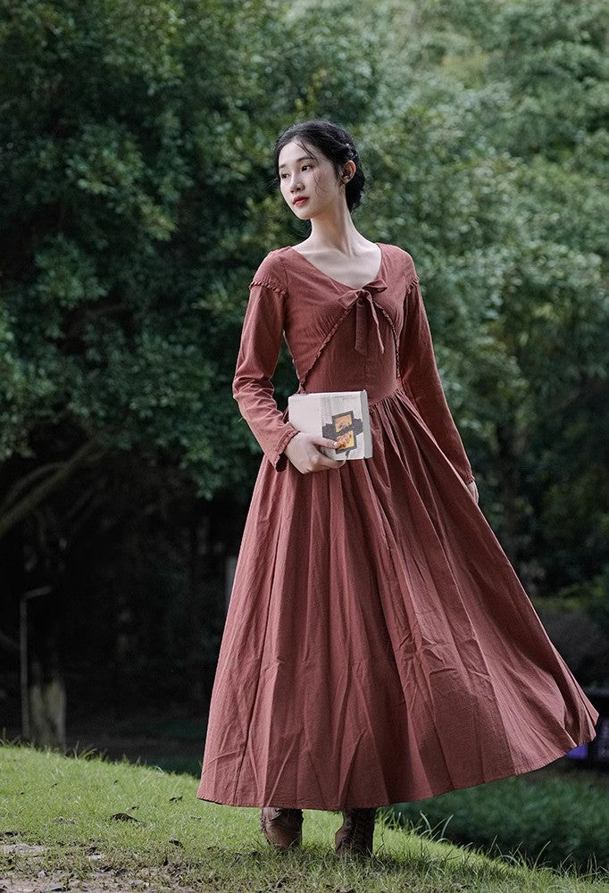 1900S Bow Tie Linen Vintage Dress