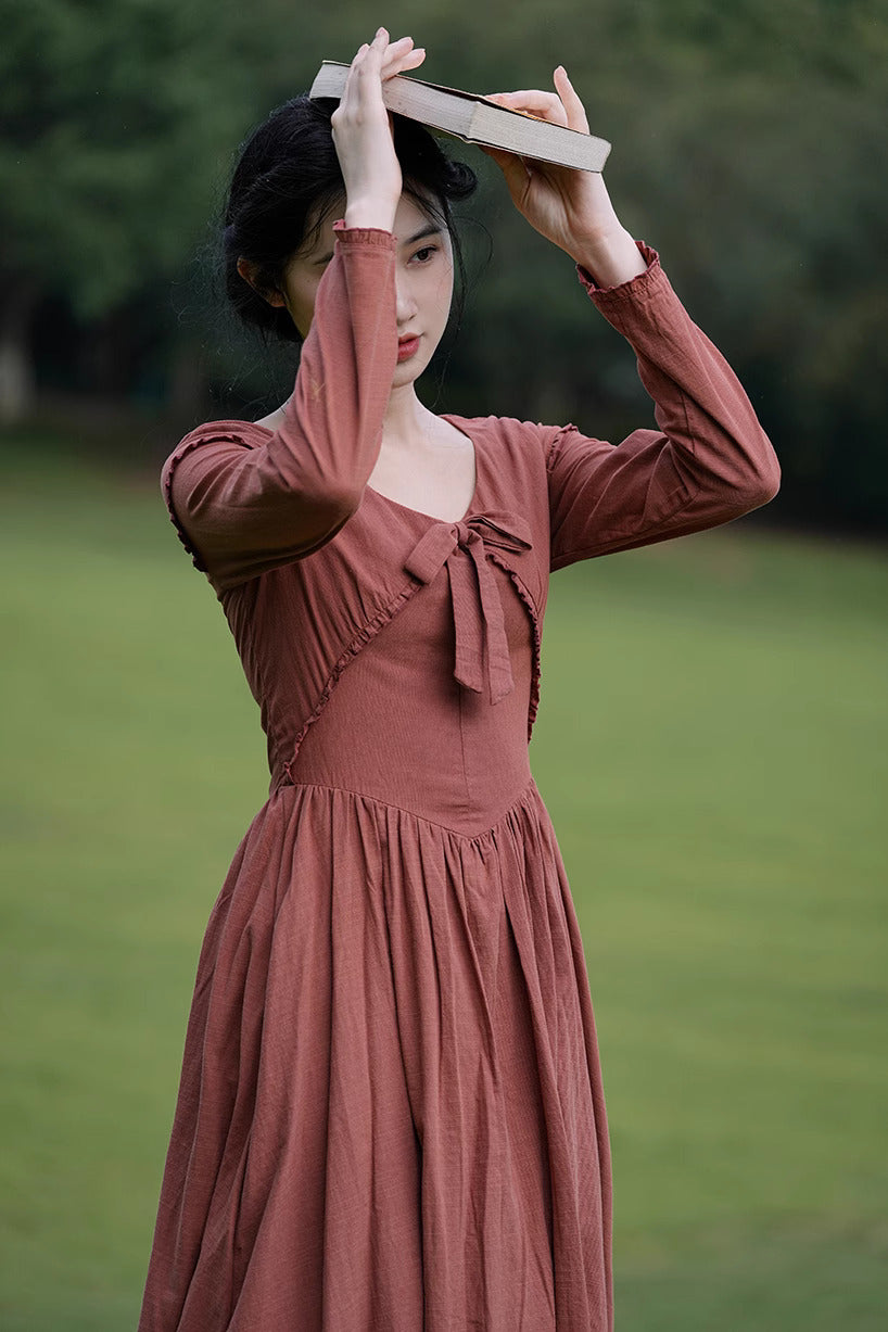 1900S Bow Tie Linen Vintage Dress