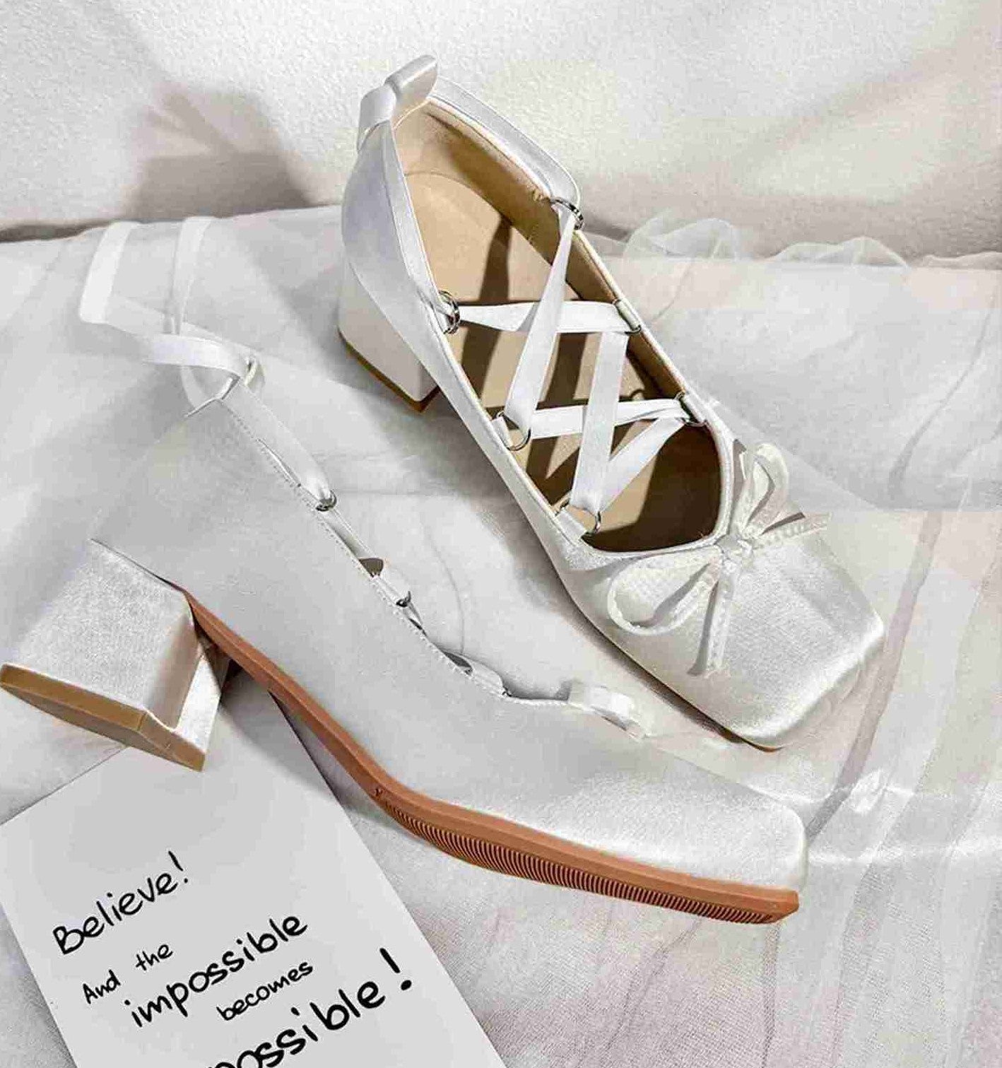 Retro Balletcore Lace up Chunky Heels