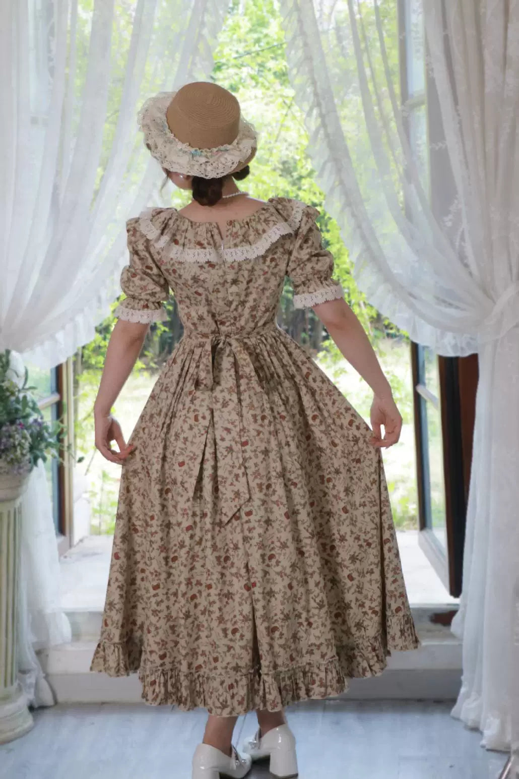 Retro Cottagecore Floral Prairie Dress Customize Size