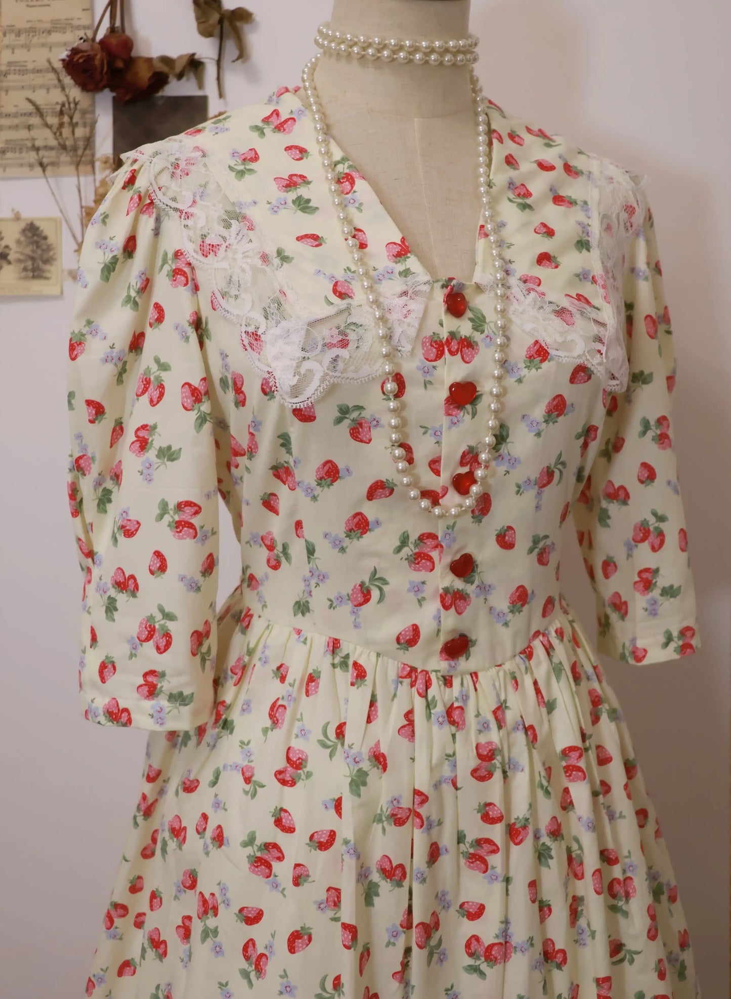 Vintage Cottagecore Strawberry Dress