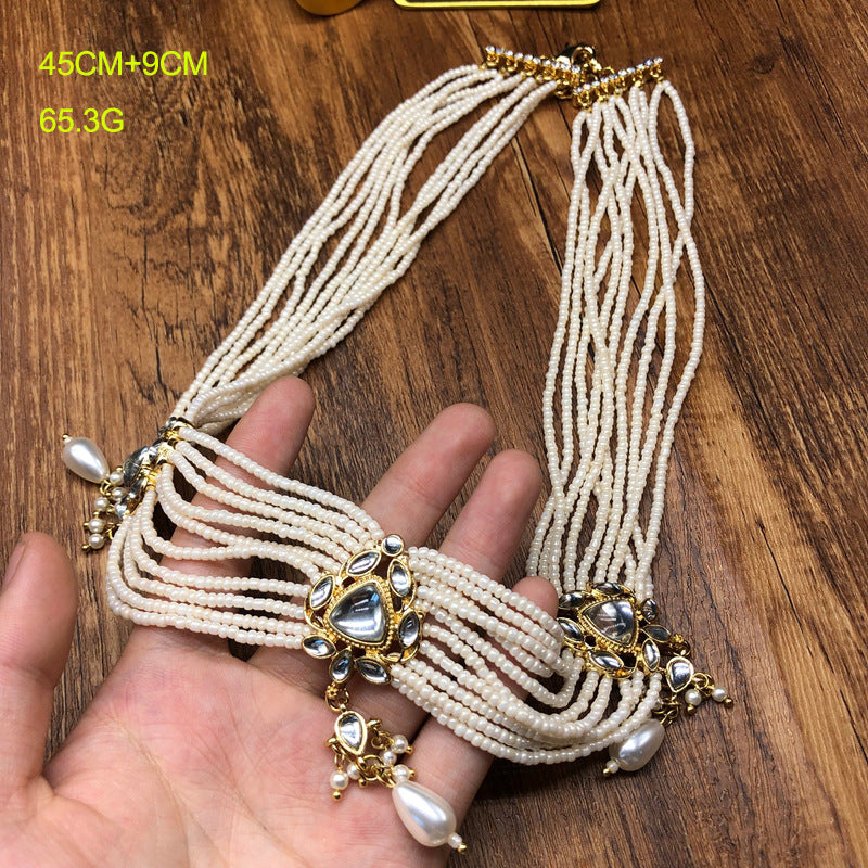 Vintage Remake Millet Bead Necklace & Earring