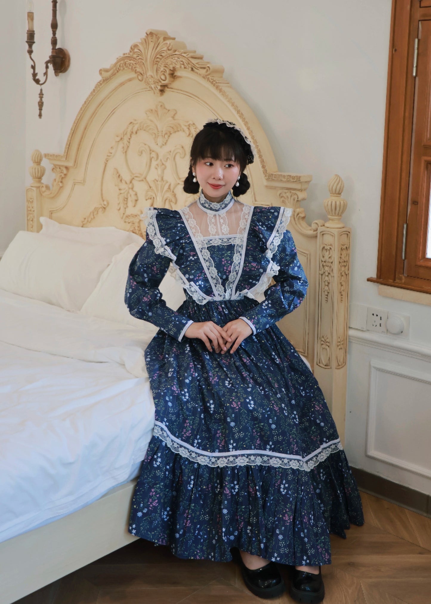 Gunne Sax Remake 70s Stand Collar Floral Prairie Dress