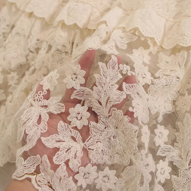 Retro Fairycore Embroidery Skirt