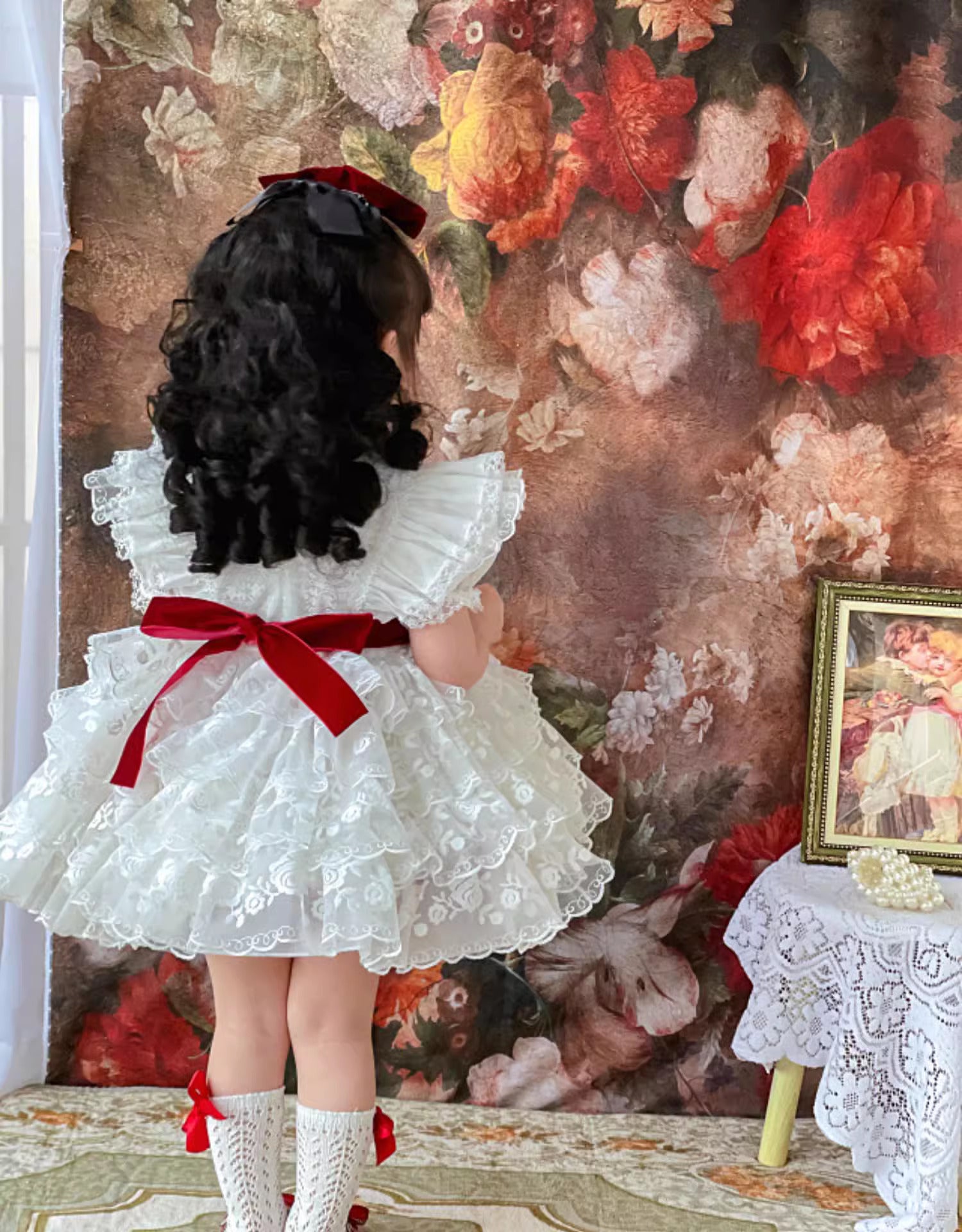 white dress with red bow White Dress With Red Bow